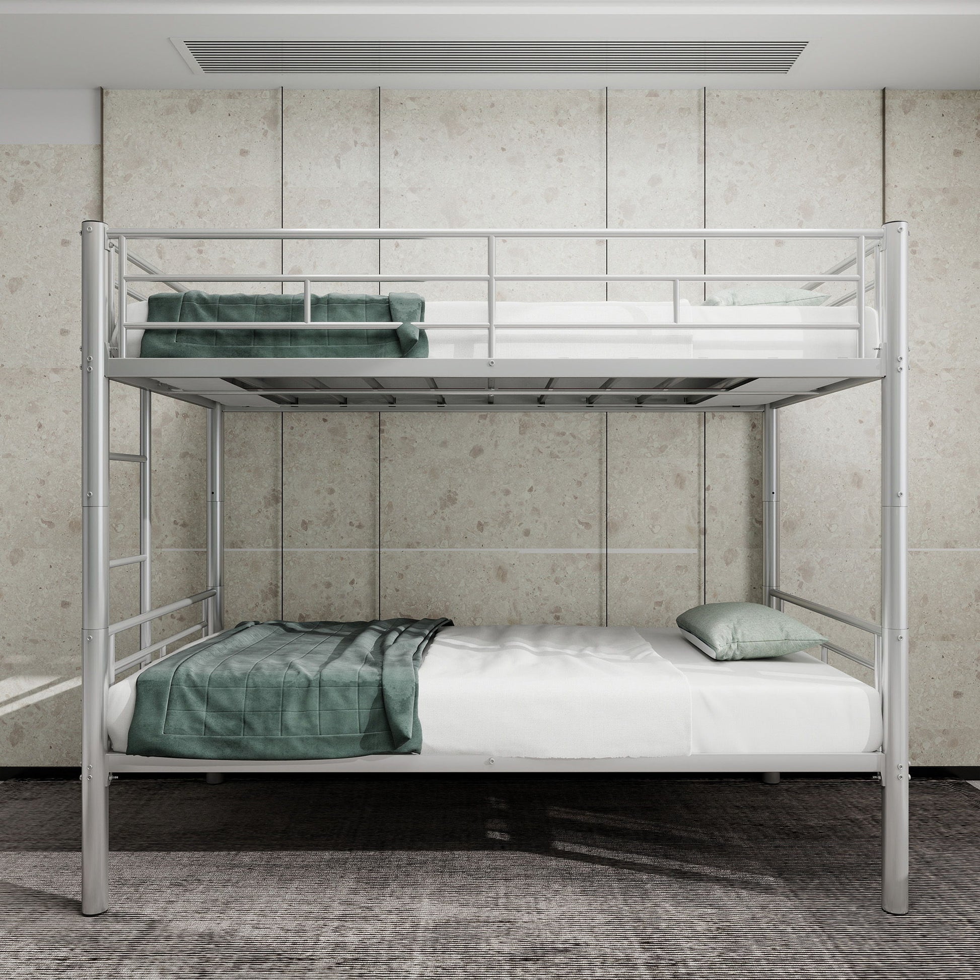 Metal Bunk Bed For Kids, Convertible Bedframe With Ladders & Guardrail - The Sleep Loft - Online Mattress Showroom NYC
