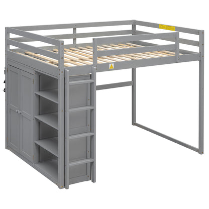 Loft Bed With Built In Wardrobe, Storage Shelves, And LED Light - The Sleep Loft - Online Mattress Showroom NYC