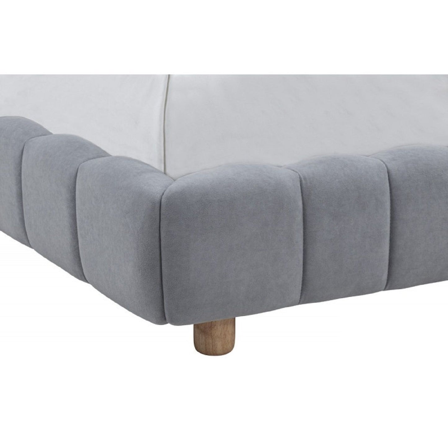 Queen Upholstered Platform Bed, Low Profile Frame - Light Blue