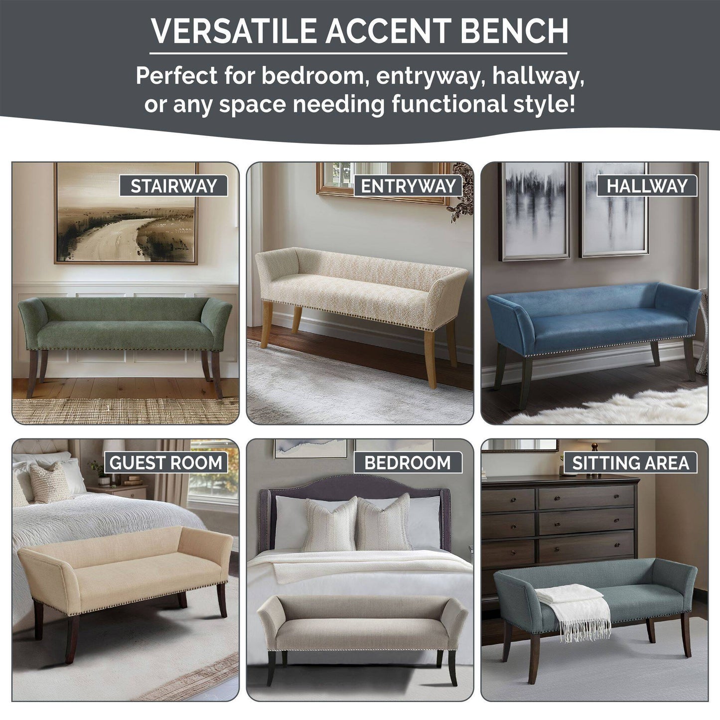 Welburn - Upholstered Bench - The Sleep Loft - Online Mattress Showroom NYC