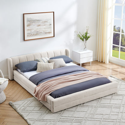 Modern Upholstered Bed Frame With Thick Fabric And Headboard - The Sleep Loft - Online Mattress Showroom NYC