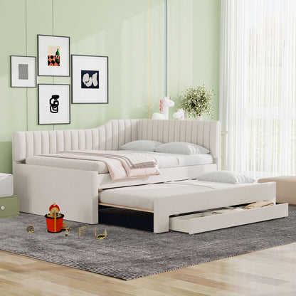 Upholstered Daybed With Trundle And 3 Drawers - The Sleep Loft - Online Mattress Showroom NYC