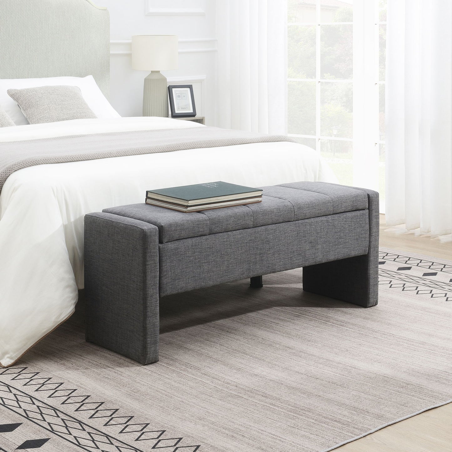 Modern Upholstered Large Bed End Bench With Storage - The Sleep Loft - Online Mattress Showroom NYC