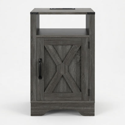 Farmhouse Nightstand, Charging Station & Storage