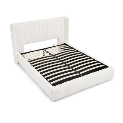 Functional Vertical Striped Bed With Gas Lift Storage - The Sleep Loft - Online Mattress Showroom NYC
