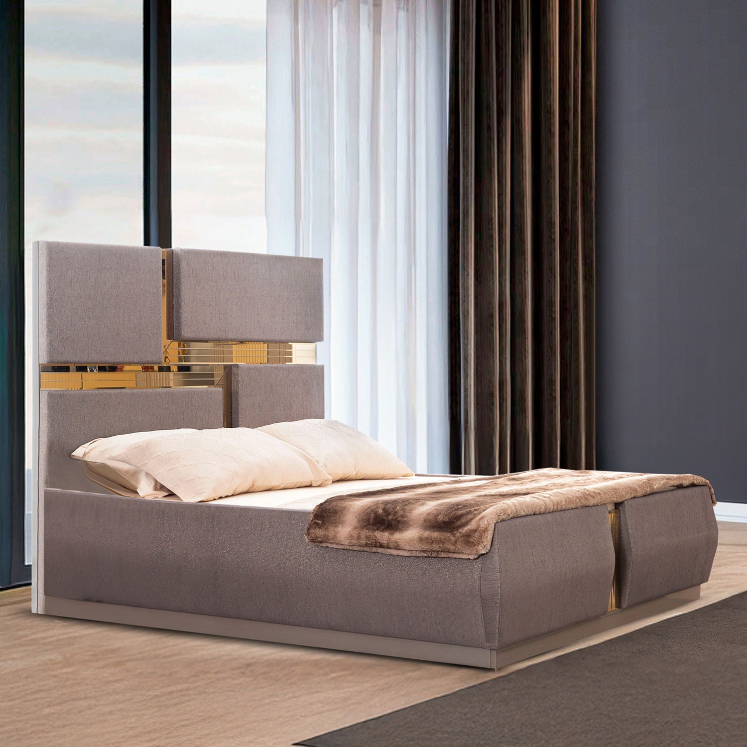 Lorenzo - Queen Size Tufted Upholstered Bed - Gray - The Sleep Loft - Online Mattress Showroom NYC