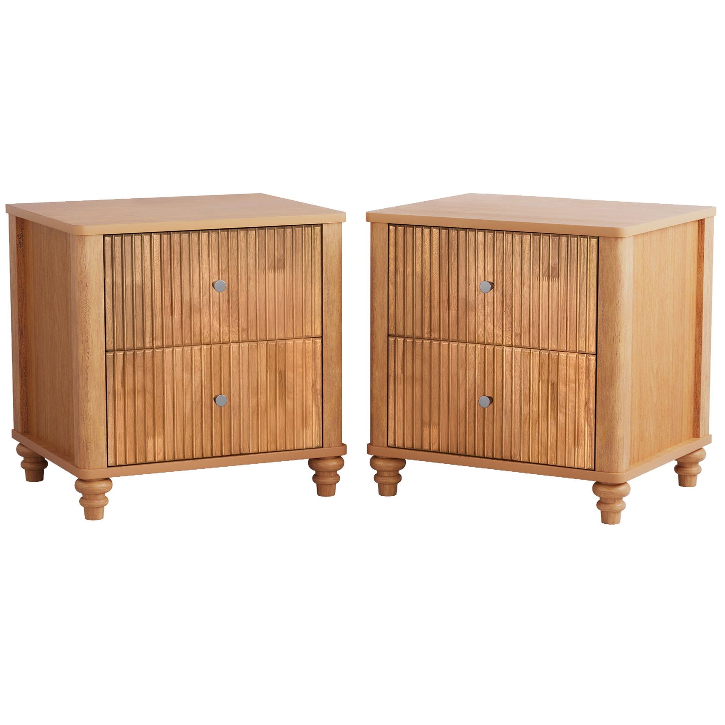 Modern Fluted Nightstand With 3 Drawers - The Sleep Loft - Online Mattress Showroom NYC
