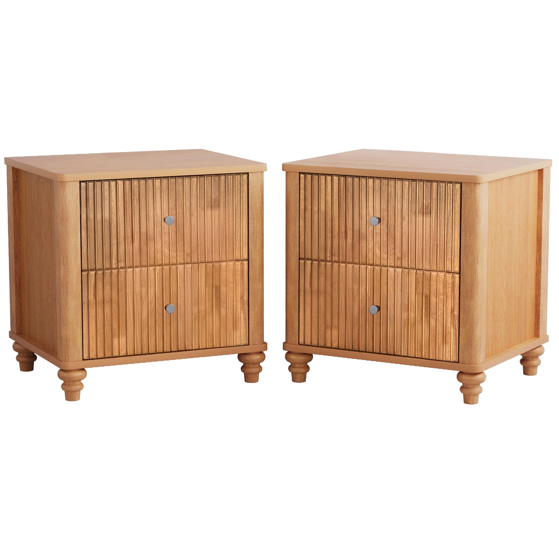Modern Fluted Nightstand With 3 Drawers - The Sleep Loft - Online Mattress Showroom NYC
