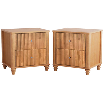 Modern Fluted Nightstand With 3 Drawers - The Sleep Loft - Online Mattress Showroom NYC