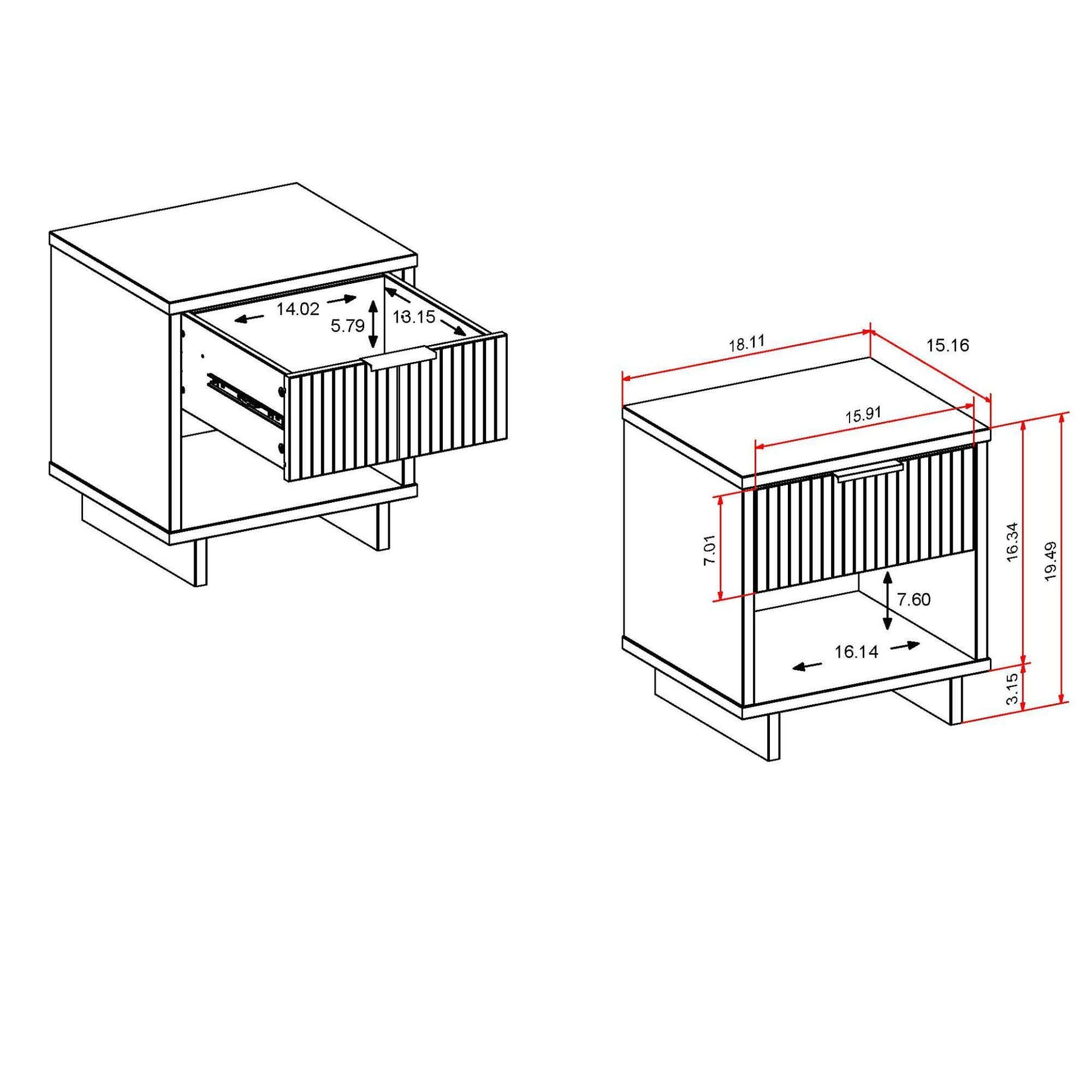 Granville - Nightstand With 1 Drawer - The Sleep Loft - Online Mattress Showroom NYC