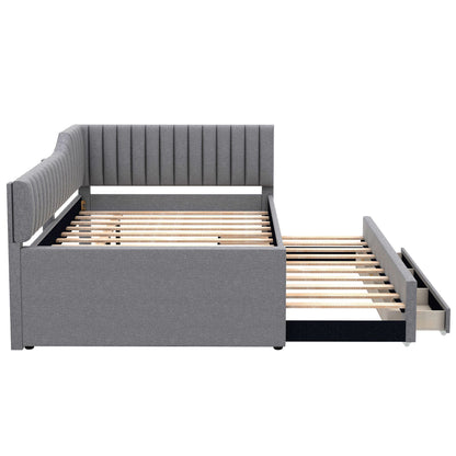Upholstered Daybed With Trundle And 3 Drawers - The Sleep Loft - Online Mattress Showroom NYC