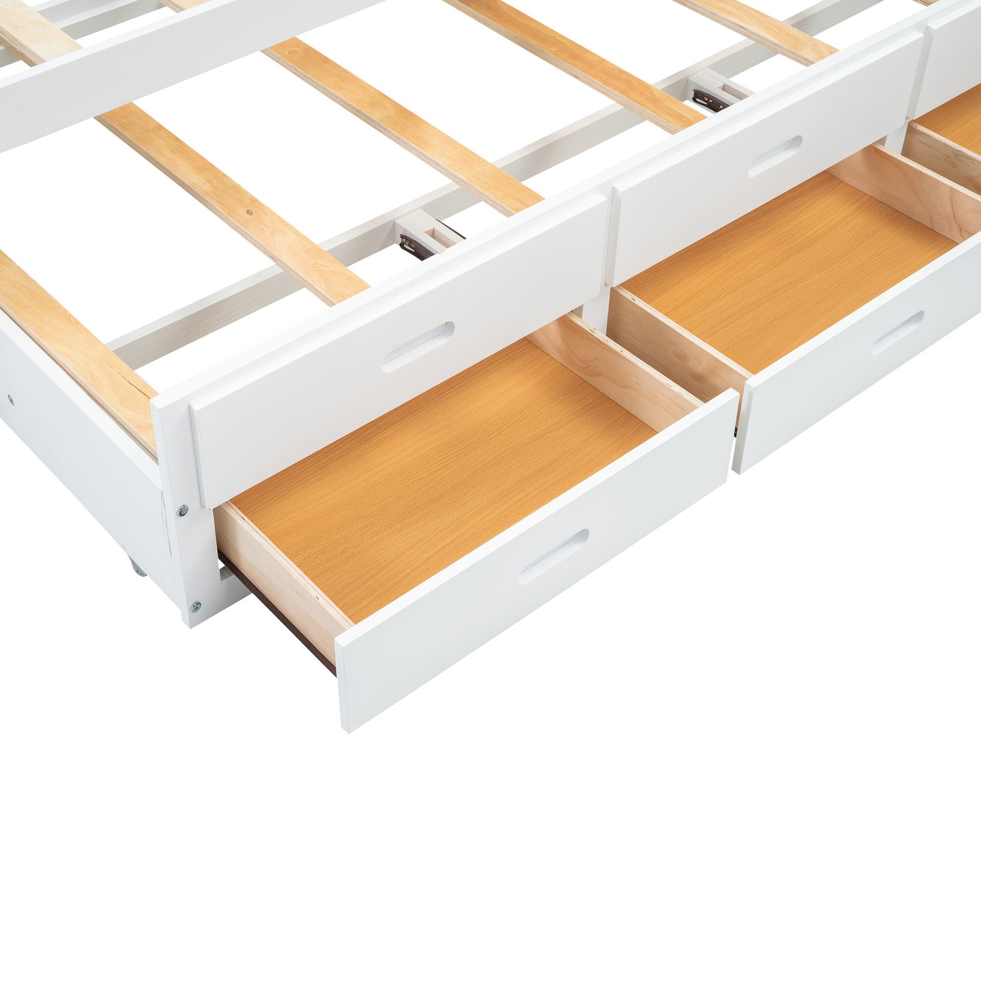Full Size Platform Bed With Trundle, Drawers, USB Ports And Built In Shelves - White - The Sleep Loft - Online Mattress Showroom NYC