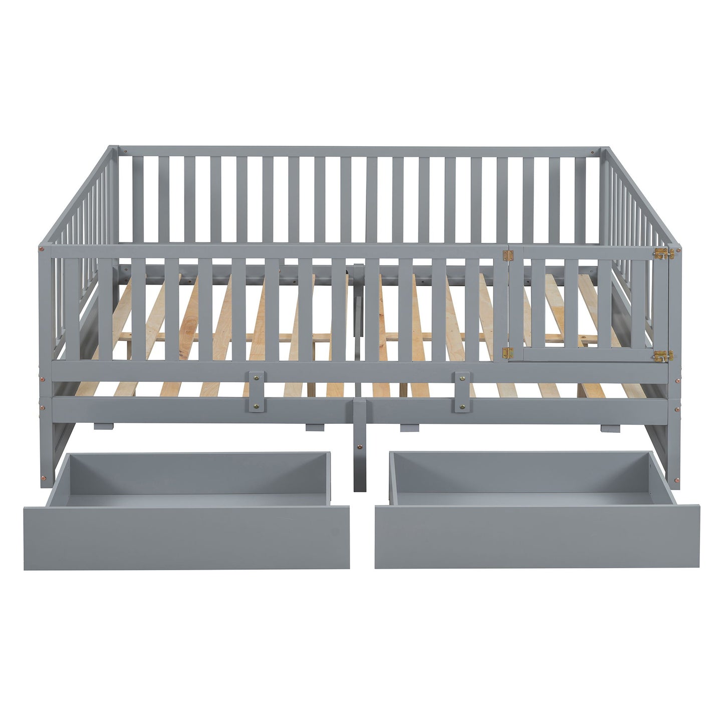 Daybed With Fence Guardrails And 2 Drawers, Split Into Independent Floor Bed & Daybed - The Sleep Loft - Online Mattress Showroom NYC