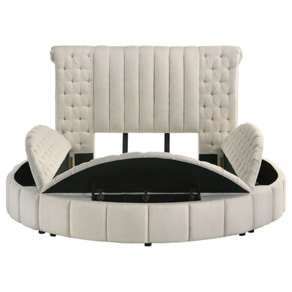 Santiago - Upholstered Round Storage Bed With Built In Charging Ports - The Sleep Loft - Online Mattress Showroom NYC