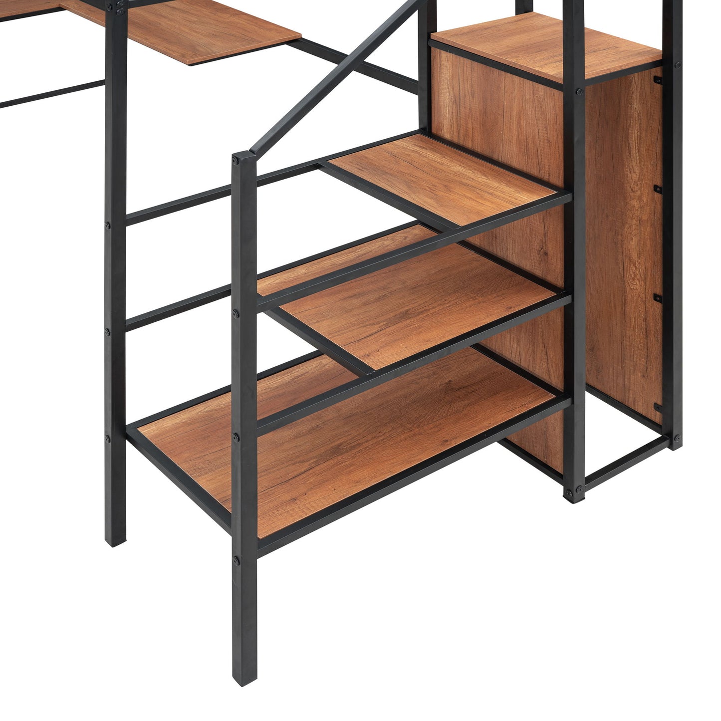 Loft Bed With Desk And Grid, Stylish Frame With Lateral Storage Ladder And Wardrobe - The Sleep Loft - Online Mattress Showroom NYC