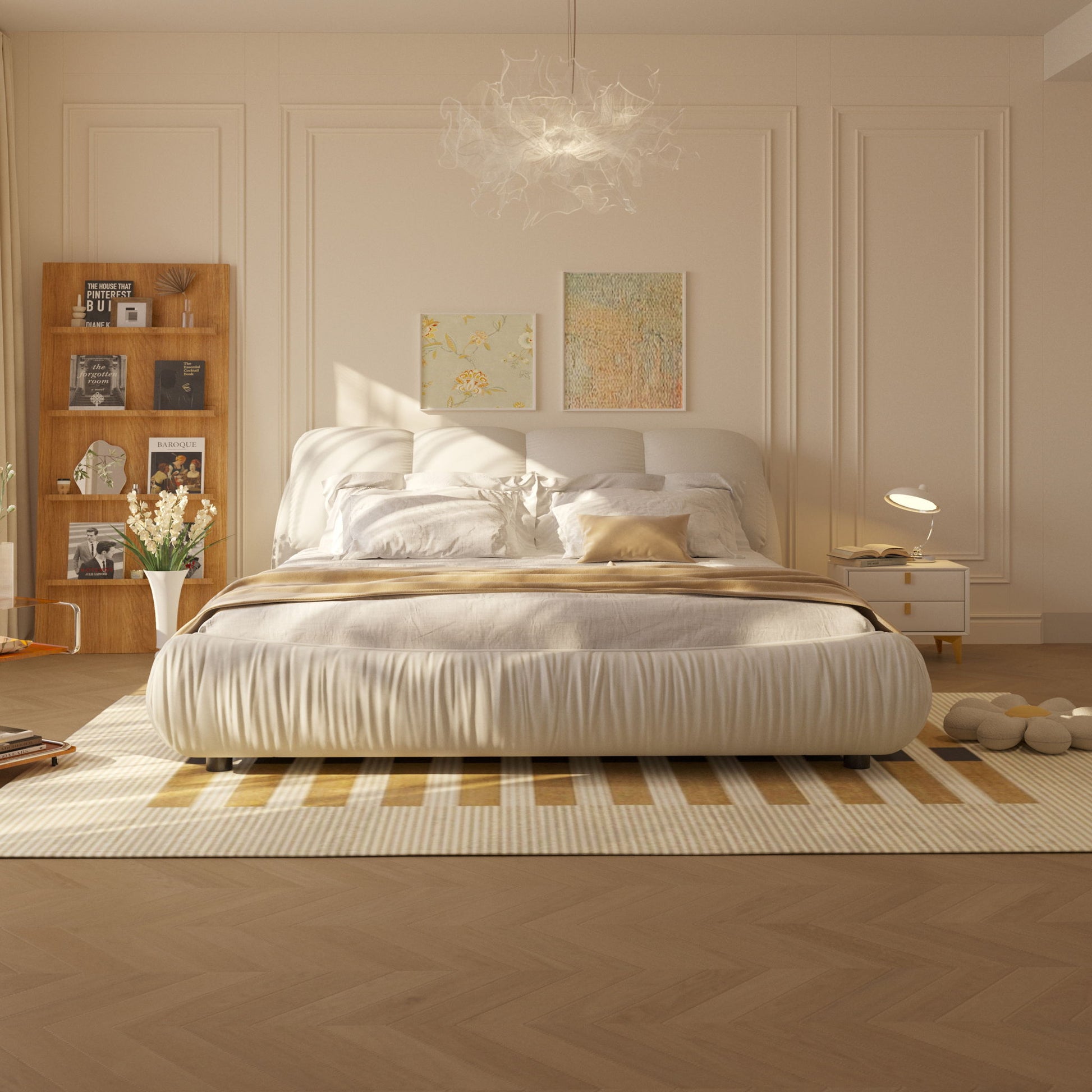 Luxury Upholstered Platform Bed With Oversized Padded Backrest And Solid Wood Frame - The Sleep Loft - Online Mattress Showroom NYC