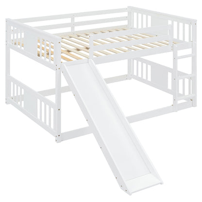 Full Over Full Bunk Bed With Ladder With Slide - White - The Sleep Loft - Online Mattress Showroom NYC