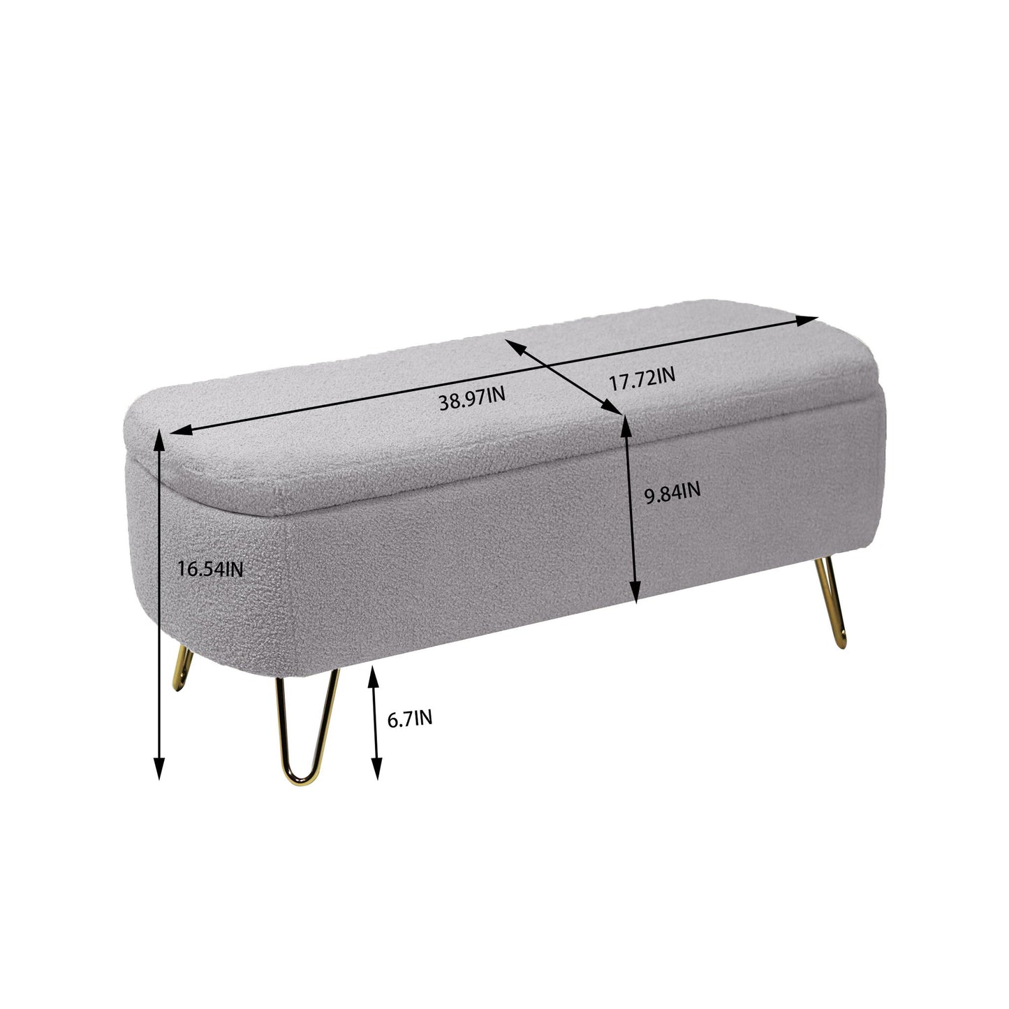 Storage Ottoman Bench For End Of Bed Legs, Modern Camel Faux Fur Entryway Bench Upholstered Padded With Storage For Living Room Bedroom - The Sleep Loft - Online Mattress Showroom NYC