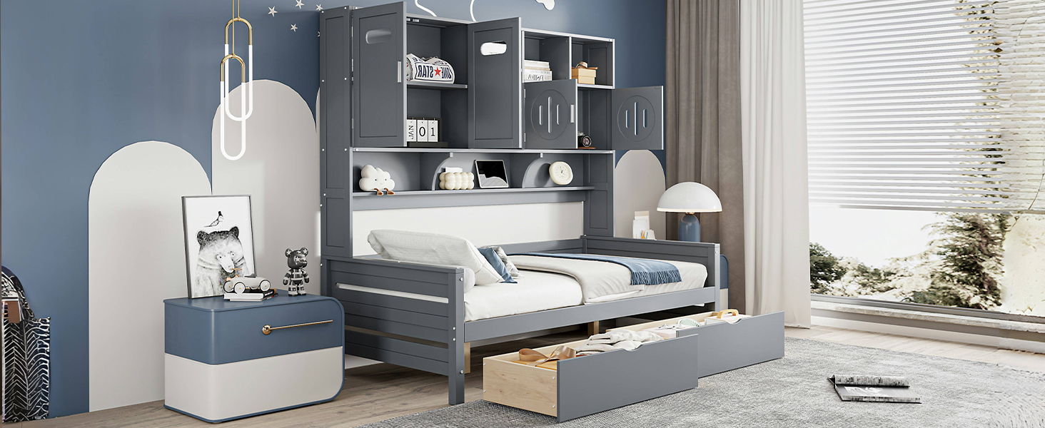 Daybed With All-In-One Cabinet And Shelf - The Sleep Loft - Online Mattress Showroom NYC