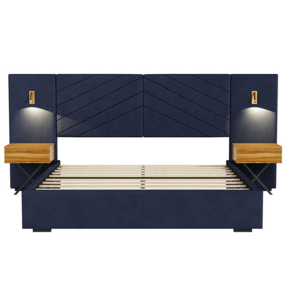 Upholstered Bed Frame With Vertical Channel Tufted Wingback Headboard - The Sleep Loft - Online Mattress Showroom NYC