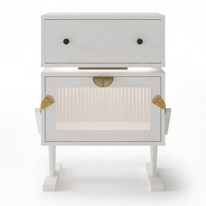 Robot LED Nightstand With 360° Rotating Drawer