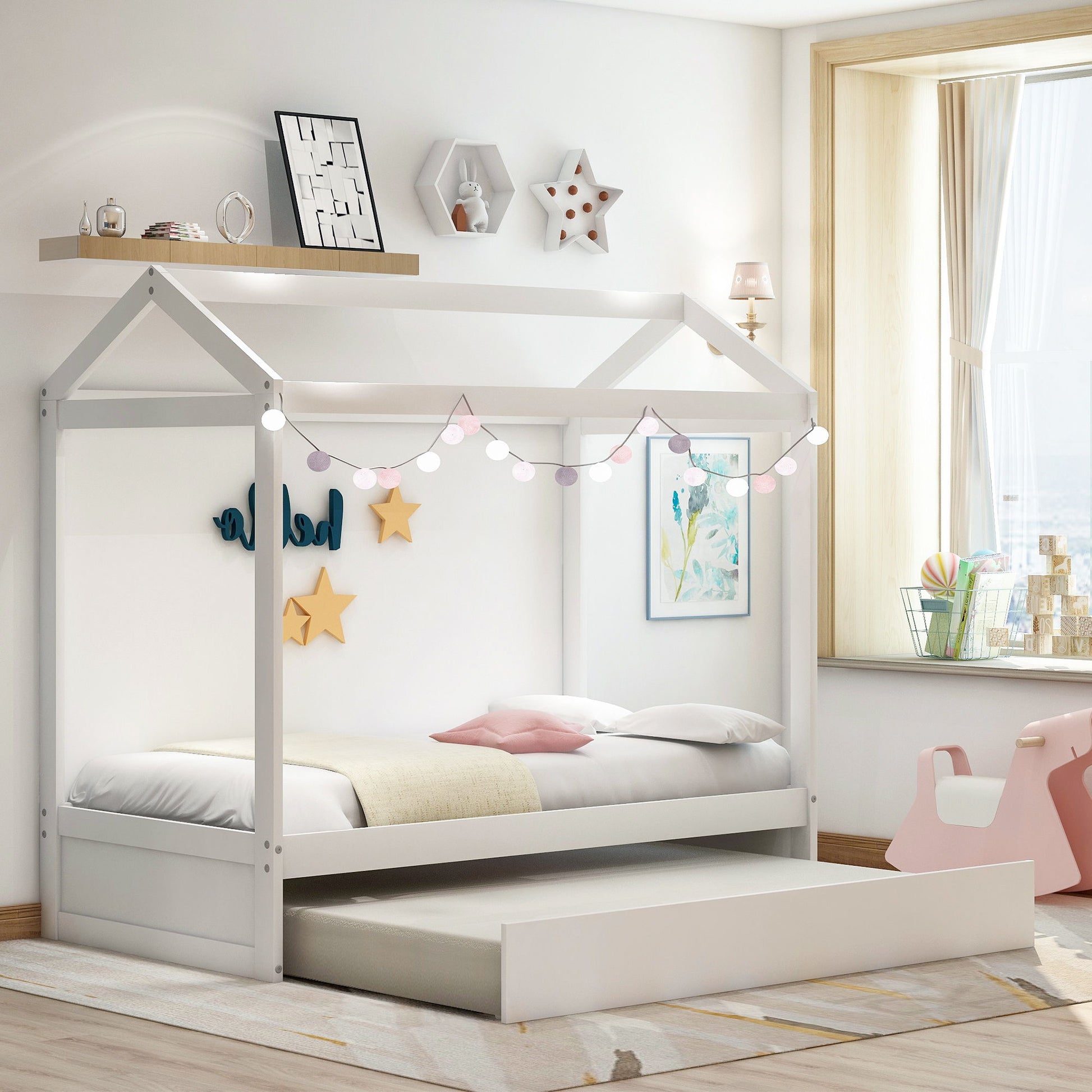 House Bed With Trundle In, Twin Size - White - The Sleep Loft - Online Mattress Showroom NYC