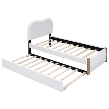 Upholstered Platform Bed With Wood Supporting Feet And Trundle - The Sleep Loft - Online Mattress Showroom NYC