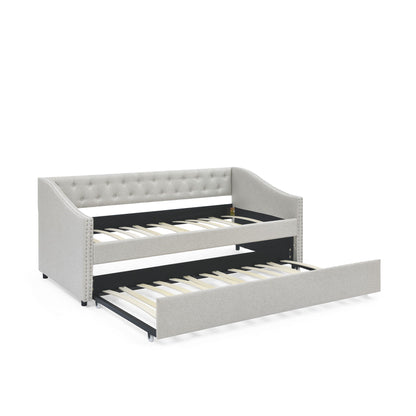 Upholstered Tufted Daybed With Drawers, Waved Arms - The Sleep Loft - Online Mattress Showroom NYC