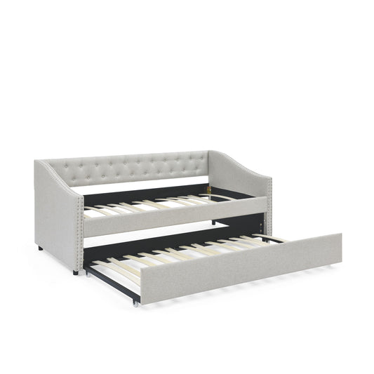 Upholstered Tufted Daybed With Drawers, Waved Arms - The Sleep Loft - Online Mattress Showroom NYC