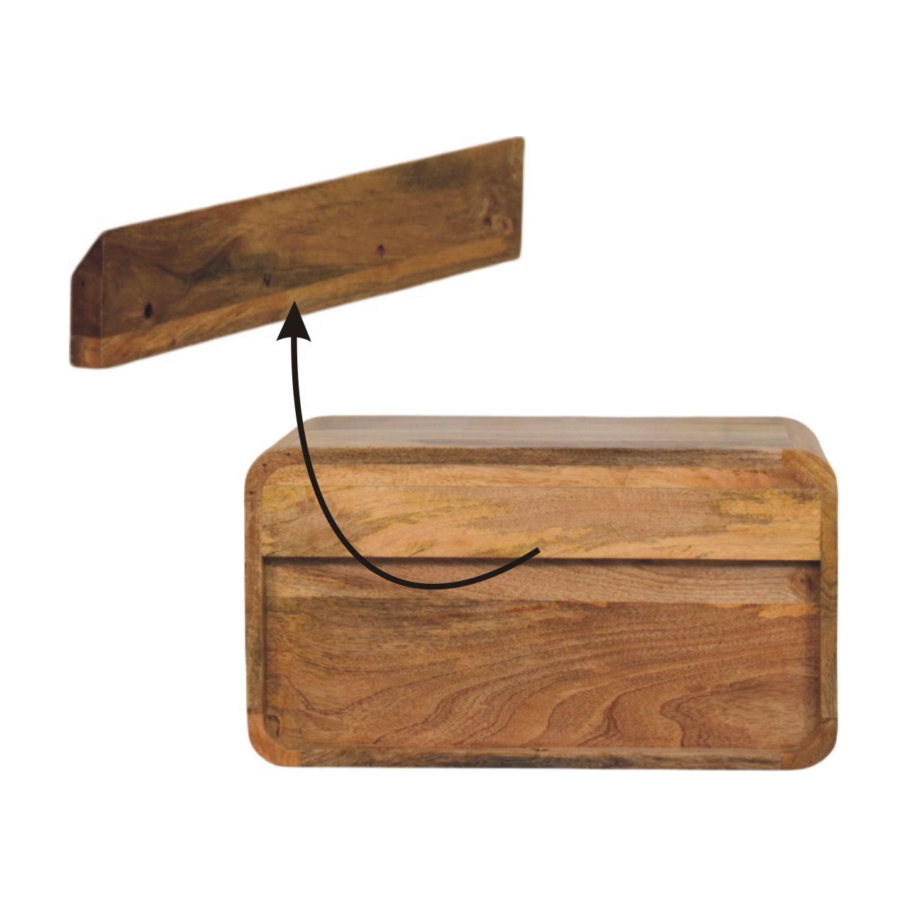 Curved Upper Slot Floating Nightstand - The Sleep Loft - Online Mattress Showroom NYC