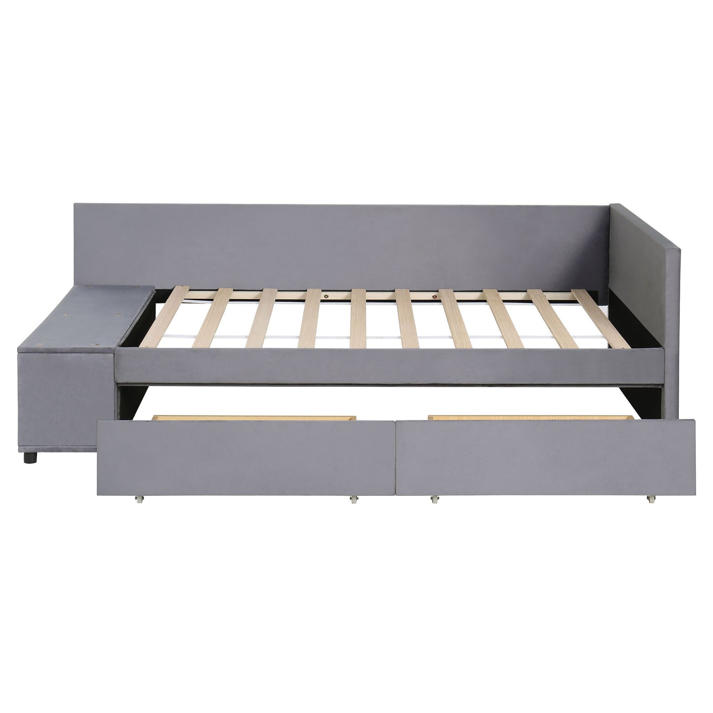 L Shaped Upholstered Platform Bed With Storage And Drawers - The Sleep Loft - Online Mattress Showroom NYC