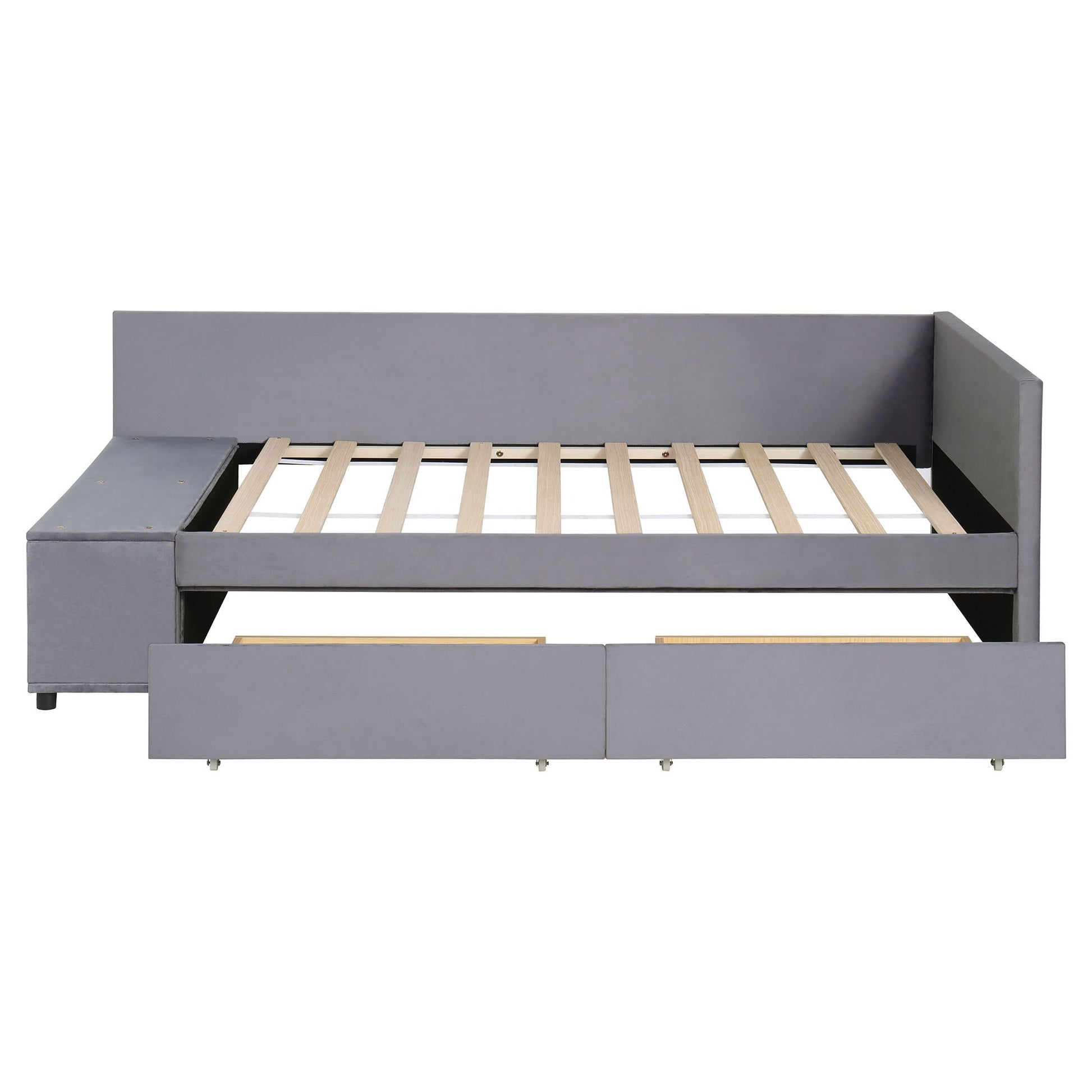 L Shaped Upholstered Platform Bed With Storage And Drawers - The Sleep Loft - Online Mattress Showroom NYC