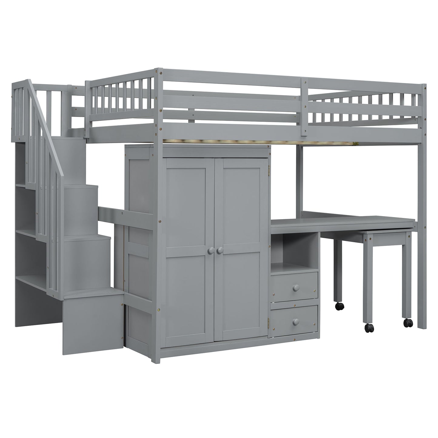Loft Bed With Stairs, Bookshelf, Drawers, Desk & Wardrobe, Space Saving Multifunctional Furniture - The Sleep Loft - Online Mattress Showroom NYC