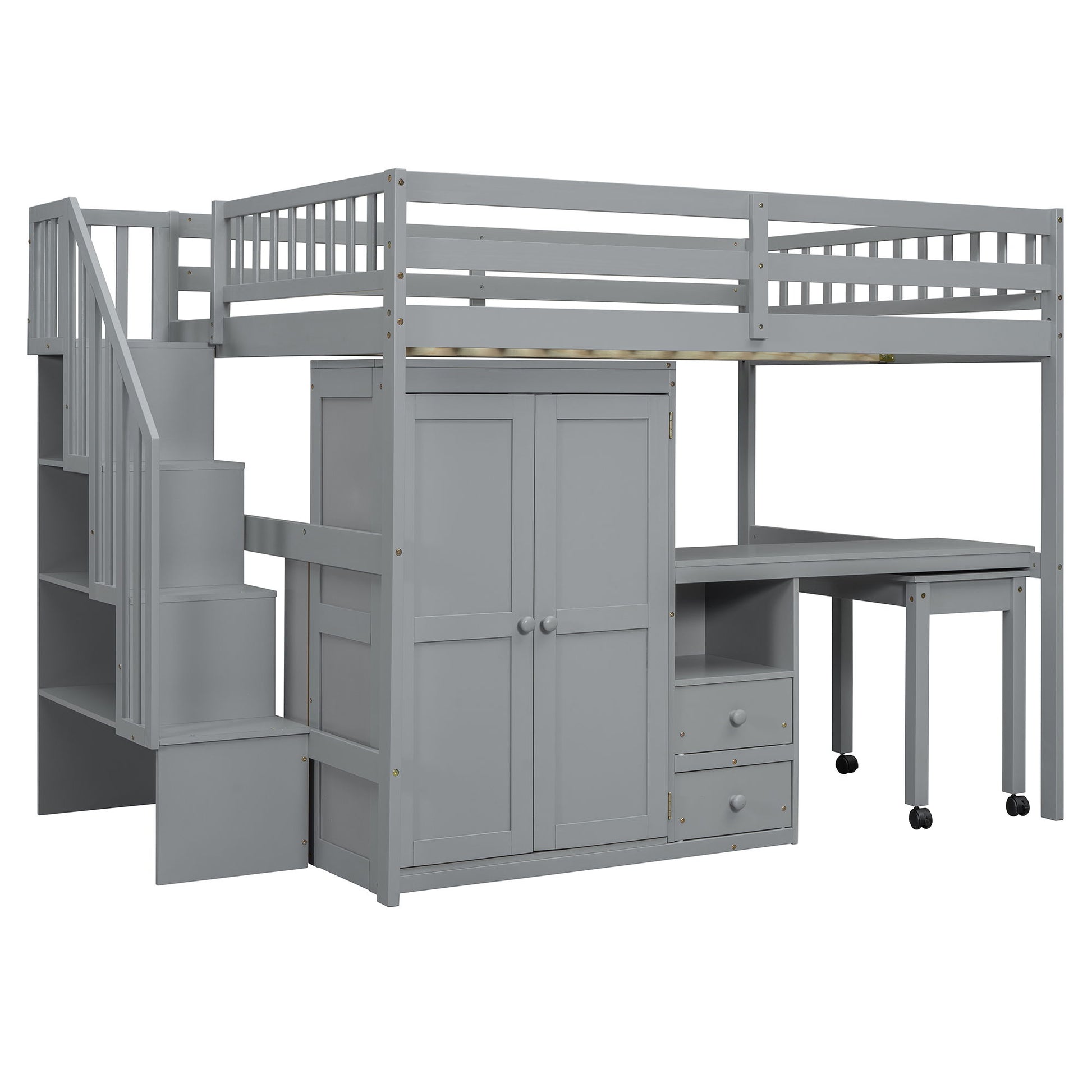 Loft Bed With Stairs, Bookshelf, Drawers, Desk & Wardrobe, Space Saving Multifunctional Furniture - The Sleep Loft - Online Mattress Showroom NYC