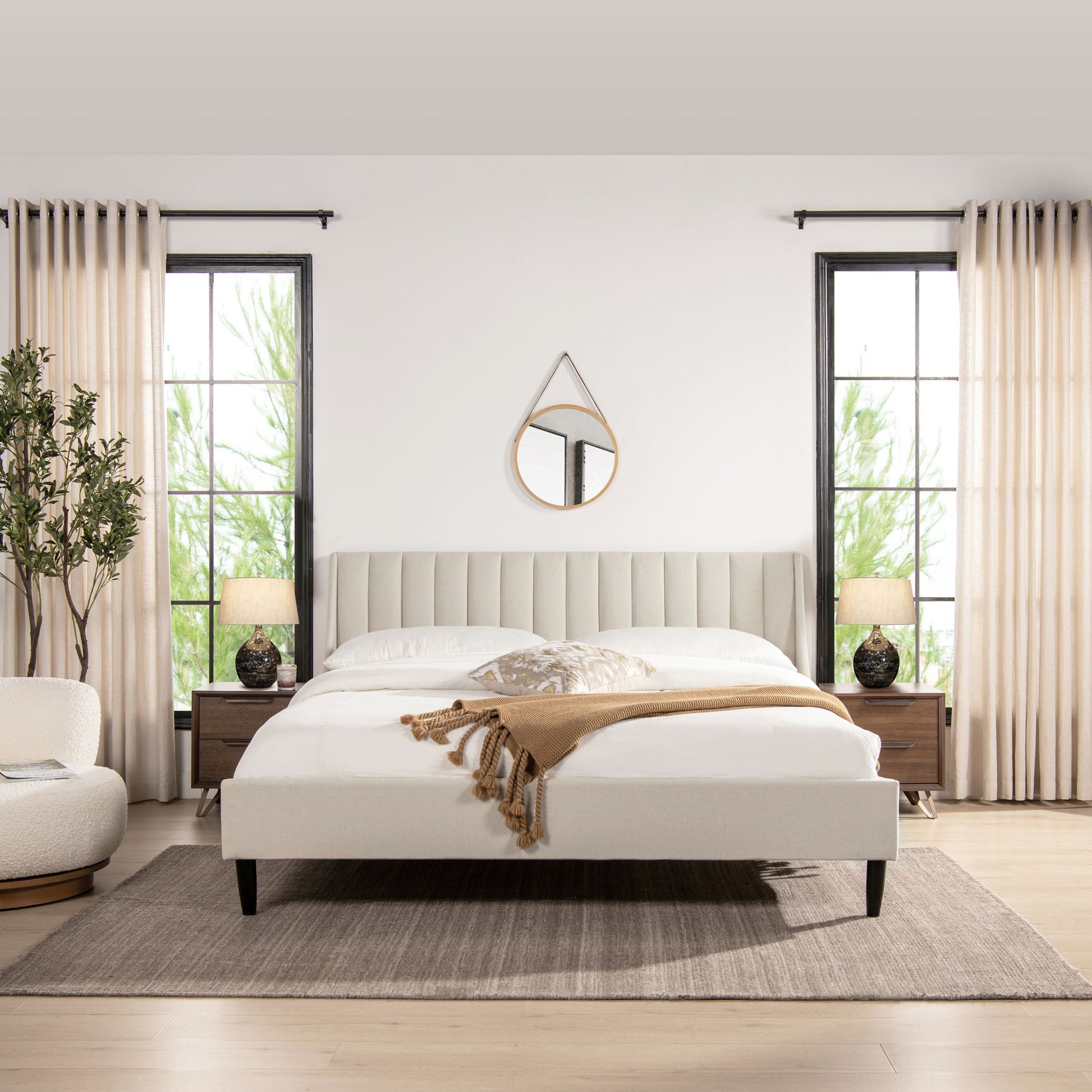 Aspen - King Vertical Tufted Headboard Platform Bed Set - Light Beige - The Sleep Loft - Online Mattress Showroom NYC
