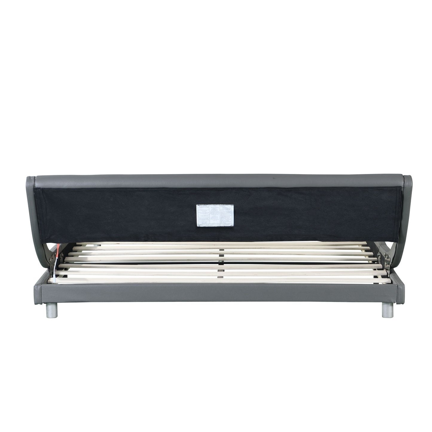 Queen Size Upholstered Platform Bed Frame With LED Lighting, Curve Design, Wood Slat Support, No Box Spring Needed - Gray - The Sleep Loft - Online Mattress Showroom NYC