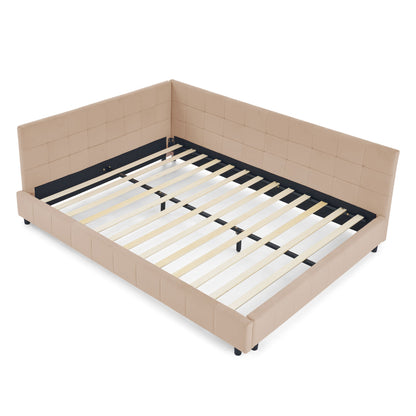 Mid-Century Storage Upholstered Tufted Bed Frame With Backrest And Armrests - The Sleep Loft - Online Mattress Showroom NYC