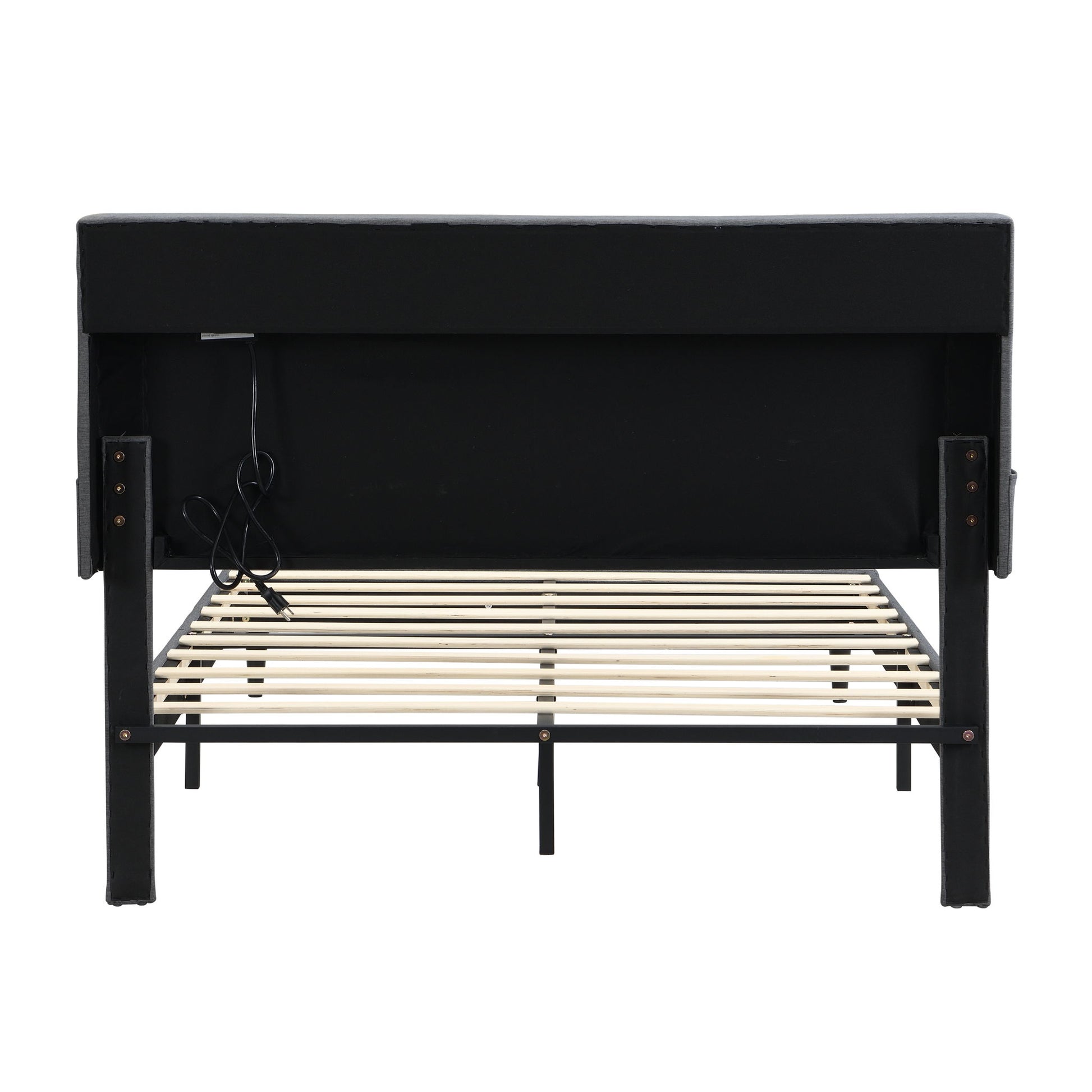 Modern Upholstered Platform Bed Frame With Button Tufted Headboard And USB Ports - The Sleep Loft - Online Mattress Showroom NYC