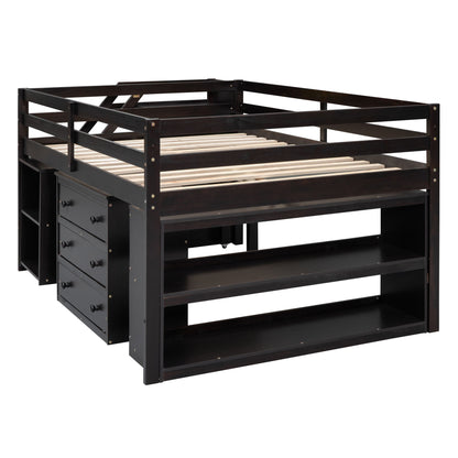 Loft Bed With Retractable Writing Desk And 3 Drawers With Storage Stairs And Shelves - The Sleep Loft - Online Mattress Showroom NYC