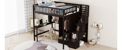 Loft Bed With Bookshelf, Drawers, Desk, And Wardrobe - The Sleep Loft - Online Mattress Showroom NYC