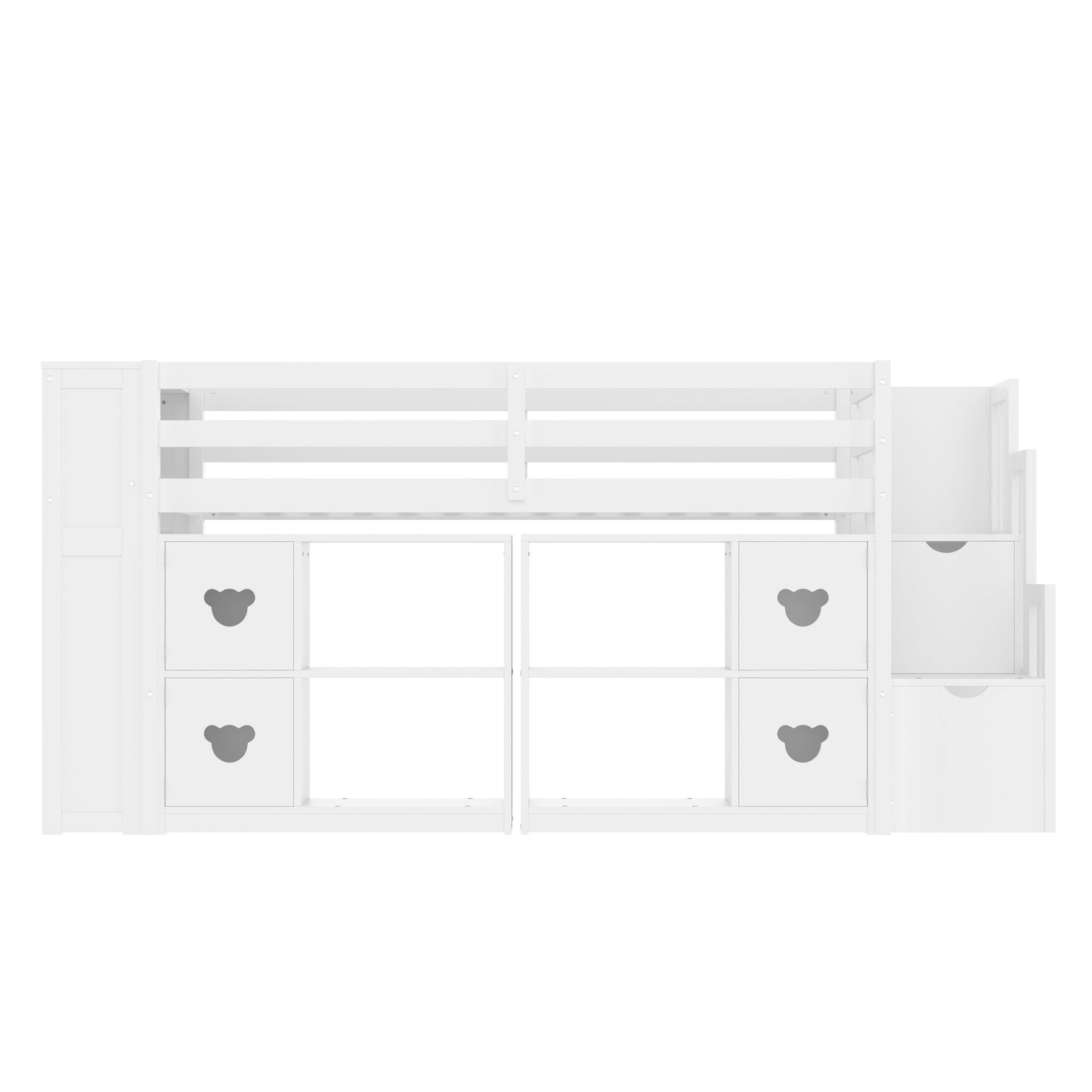 Loft Bed With Storage Cabinets, Staircase Drawers & LED Lights - The Sleep Loft - Online Mattress Showroom NYC