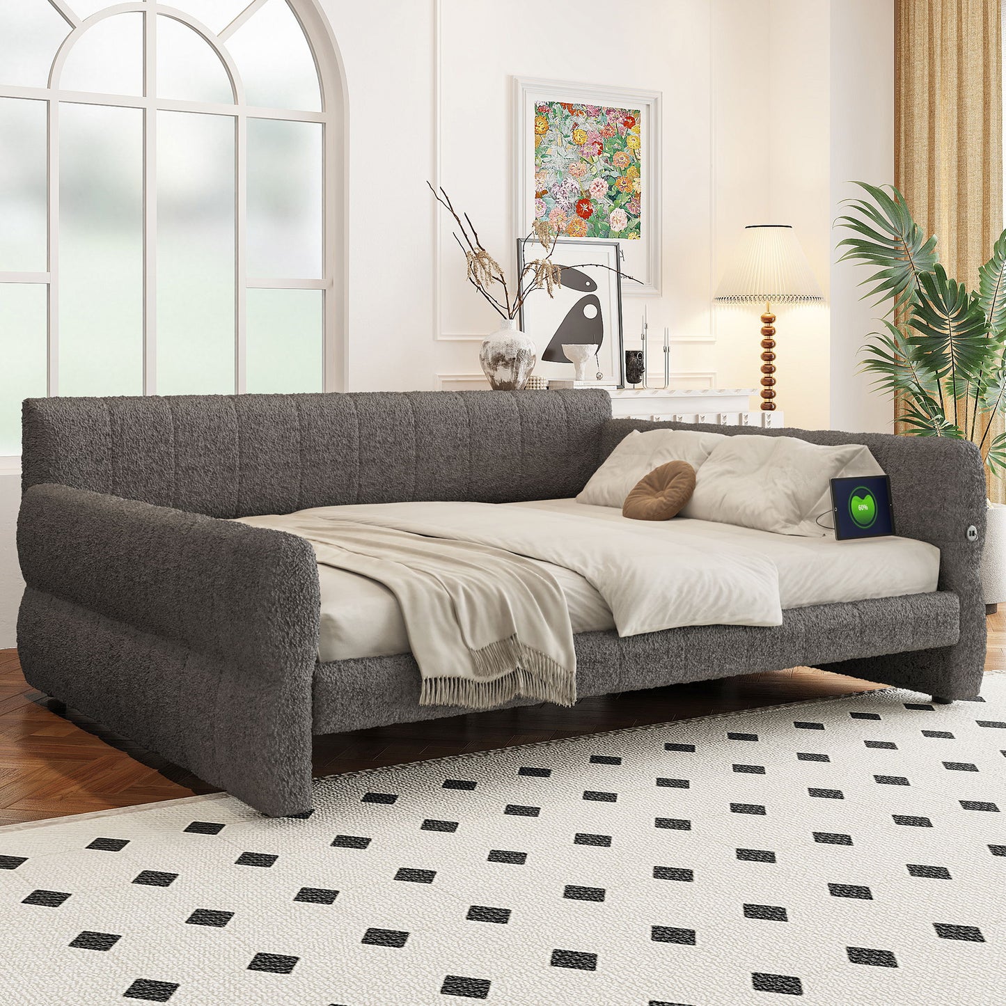 Upholstered Platform Bed With USB Charging - The Sleep Loft - Online Mattress Showroom NYC