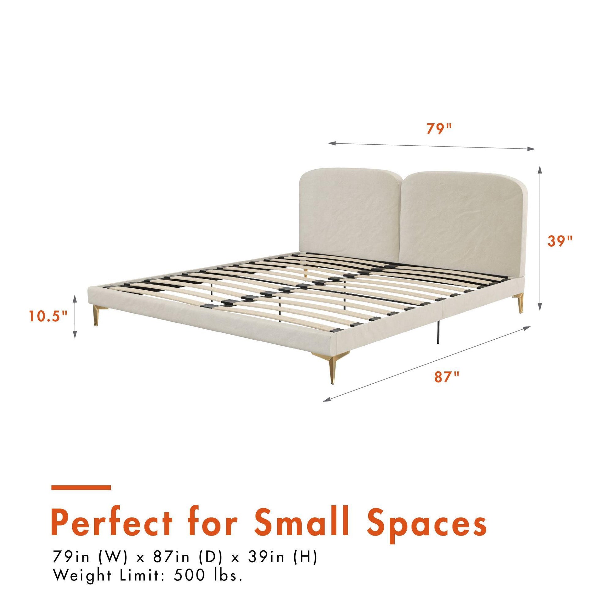 Coco - King Size Upholstered Bed - Ivory - The Sleep Loft - Online Mattress Showroom NYC