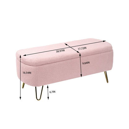 Storage Ottoman Bench For End Of Bed Legs, Modern Camel Faux Fur Entryway Bench Upholstered Padded With Storage For Living Room Bedroom - The Sleep Loft - Online Mattress Showroom NYC
