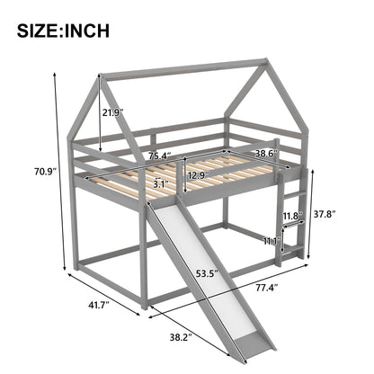 House Shape Bunk Bed With Slide And Ladder - The Sleep Loft - Online Mattress Showroom NYC