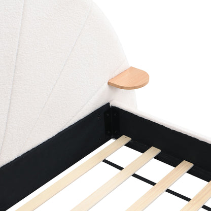 Queen Arched Bed With Small Table, Floor Standing Design - Beige - The Sleep Loft - Online Mattress Showroom NYC