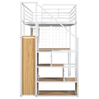 Loft Bed With Built In Work Station, Wardrobe, Storage Staircase And LED - The Sleep Loft - Online Mattress Showroom NYC