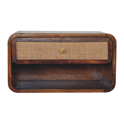 Wall Mounted Open Woven Bedside Table - Chestnut - The Sleep Loft - Online Mattress Showroom NYC