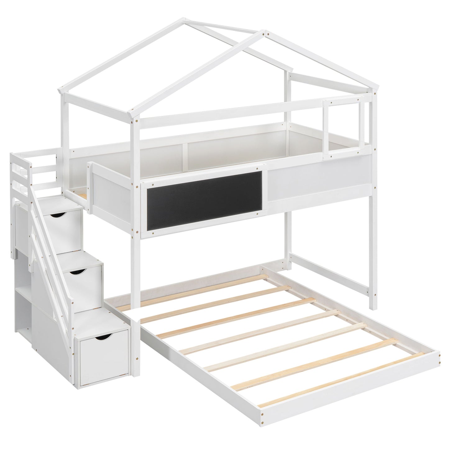 House Style Bunk Bed With Storage Staircase And board - The Sleep Loft - Online Mattress Showroom NYC