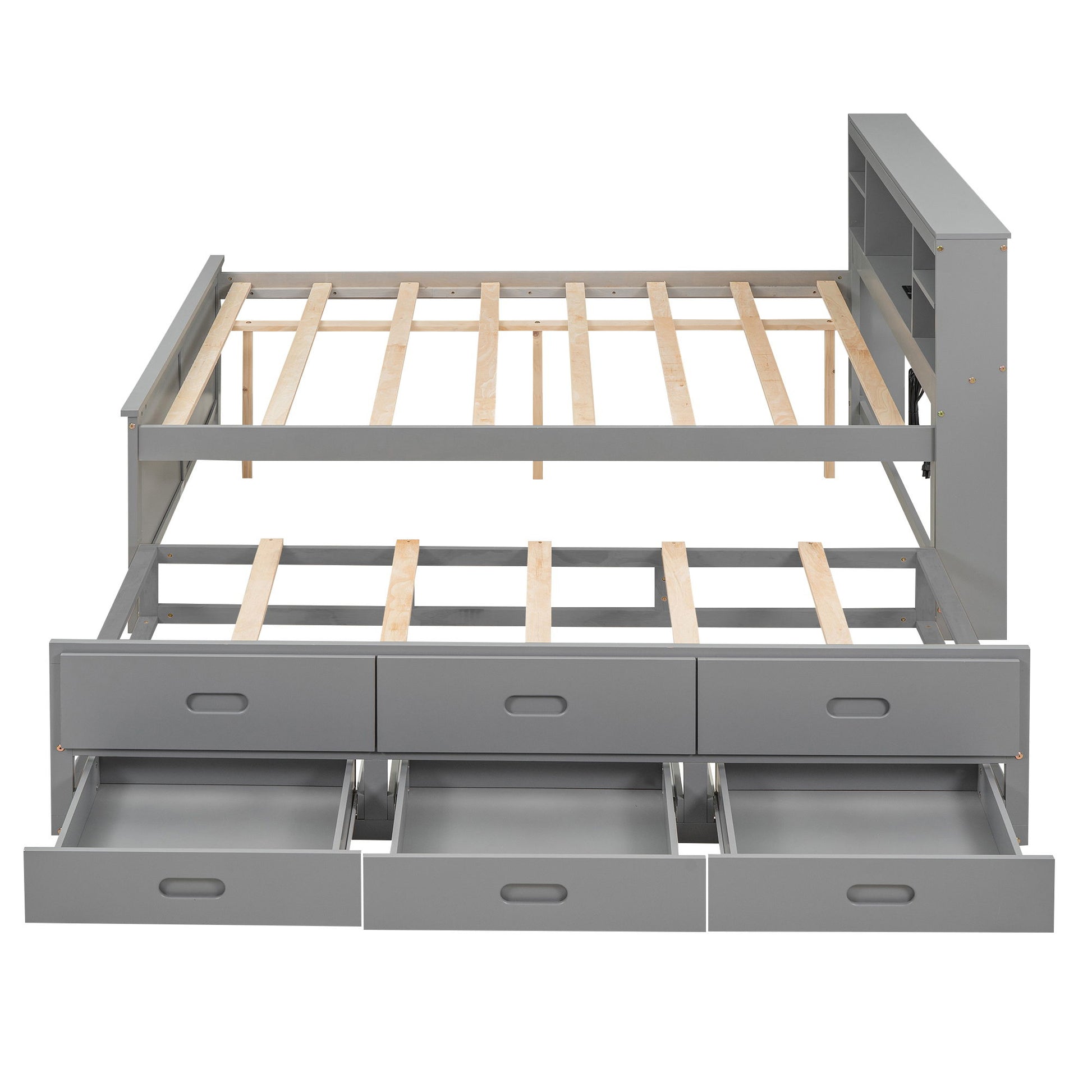 Platform Bed With Storage Headboard, USB, Trundle And 3 Drawers - The Sleep Loft - Online Mattress Showroom NYC